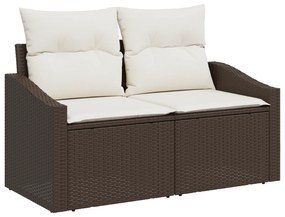 Conjunto de Jantar de Jardim de 7 Peças com Almofadas Cinzas de Rattan