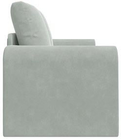 Sofá Cama de Piso 2-em-1 Cinza Claro 148x71x83 cm Veludo