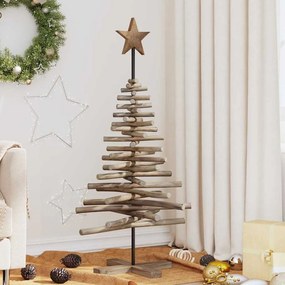 vidaXL Árvore de Natal Castanho 120 cm Madeira de teca maciça