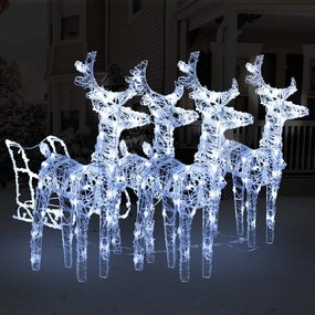 vidaXL Decoração de Natal renas/trenó 240 luzes LED acrílico