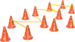 Conjunto de agilidade para cães de 6 peças, pista de obstáculos com altura ajustável e saco de transporte, laranja