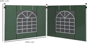 Paredes Laterais para Tenda de 2 Painéis 295x195 cm com Janela Enroláv