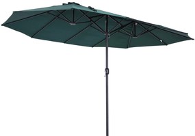 Chapéu de Sol Duplo 4,55x2,65x2,38 m Chapéu de Sol de Jardim com Maniv