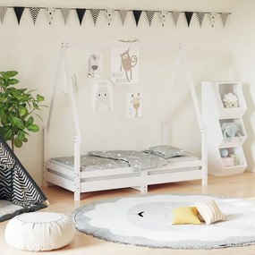 Estrutura de cama infantil 70x140 cm pinho maciço branco