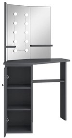 Toucador de canto com LED 111x54x141,5 cm cinzento