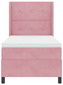 Cama Box com Colchão vidaXL Rosa 90x190 cm Veludo