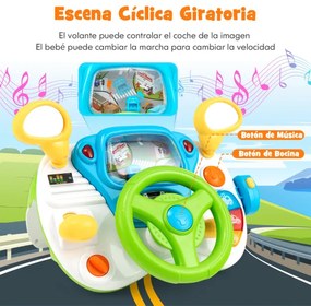 Kit de simulação de direção para crianças, volante interativo com banco, alto-falante musical, megafone, ensino pré-escolar