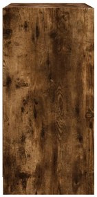 Armário de apoio c/ portas vidro 68x37x75,5 cm carvalho fumado