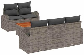 Conjunto de Sofá de Jardim com 6 Peças da , almofadas cinzas em rattan