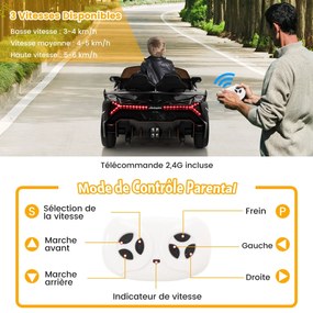 Carro elétrico infantil Lamborghini com controle remoto, faróis de LED, buzina e música, carro infantil rosa