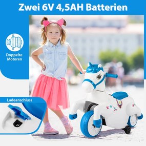 Carrinho de choque infantil 12V com rotação de 360 ​​graus, música, luzes e controle remoto, azul