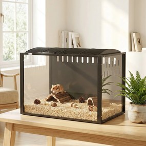 Gaiola para Hamster, 81 x 51 x 53 cm, Vista Panorâmica, Preta