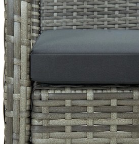 Cadeira de jardim com almofadão vime PE cinzento