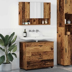 vidaXL Conjunto de Móveis para Banheiro com porta 2 pcs Madeira antiga