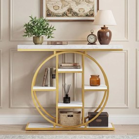 Mesa Consola de Entrada, 100 x 30 x 815 cm, 6 Prateleiras, Branco