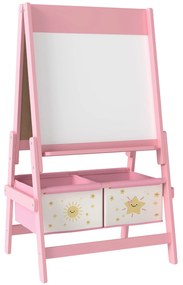 AIYAPLAY Cavalete de Pintura para Crianças 3 em 1 para Crianças acima de 3 Anos com Rolo de Papel e Cestos de Arrumação 54x46x94 cm Rosa | Aosom Portugal