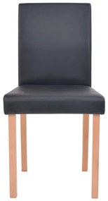 Mesa e cadeiras de jantar 7 pcs couro artificial carvalho preto