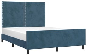 Estrutura de cama sem colchão 140x190 cm veludo azul-escuro