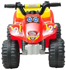 Moto-quatro Infantil com bateria, tipo Carro Elétrico- Vermelho Amarelo e Preto - Polipropileno - 65 x 43 x 43 cm