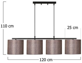 Candeeiro de Teto Valiz – Preto e Castanho – 110 x 25 cm