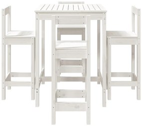 5 pcs conjunto de bar para jardim pinho maciço branco