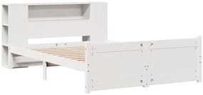 Cama com estante sem colchão 150x200 cm pinho maciço branco
