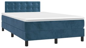 Cama boxspring com colchão 120x200 cm veludo azul-escuro