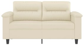 Sofá de 2 lugares 120 cm couro artificial cor creme
