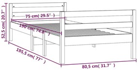 Cama sem colchão 75x190 cm madeira de pinho maciça