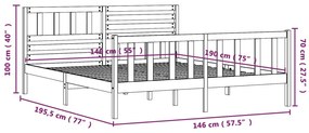 Estrutura de cama 140x190 cm madeira maciça