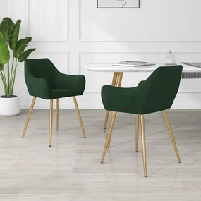 vidaXL Cadeiras de jantar 2 pcs veludo verde-escuro