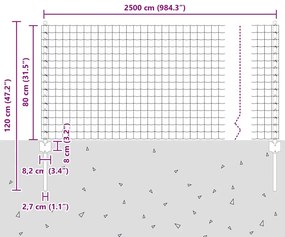 Cerca Euro com 11 Postes U Cinza 0,8x25 m Aço