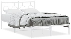 vidaXL Estrutura de cama com cabeceira 120x190 cm metal branco