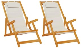 Cadeiras de Praia Dobráveis vidaXL 2 pcs Cinzento Claro em Madeira de