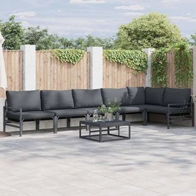 vidaXL Conjunto de Sofá de Jardim 7 pcs Cinzento-escuro Aço