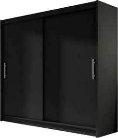 Roupeiro Closico 100, Preto, 215x180x58cm, 138 kg, Portas para roupeiro: Deslizante, Número de prateleiras: 5, Número de prateleiras: 5