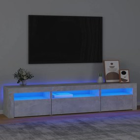 Móvel de TV com luzes LED 195x35x40 cm cinzento cimento