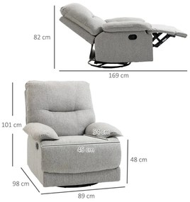 Poltrona Relax Dayla Reclinável em Tecido Premium - Cinzento - Design