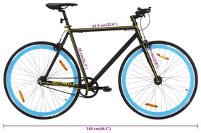 Bicicleta de mudanças fixas 700c 55 cm preto e azul