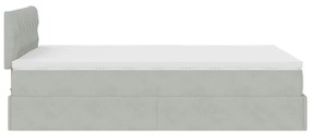 Cama otomana com colchão cinza claro 120x190 cm Veludo