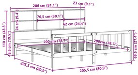 Cama com estante sem colchão 200x200 cm pinho maciço