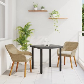 vidaXL Conjunto de Jantar para Jardim 3 Peças em Rattan Poliéster Bege