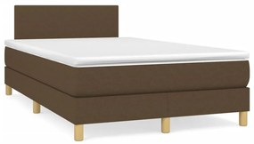 vidaXL Cama box spring c/ colchão/LED 120x190cm tecido castanho-escuro