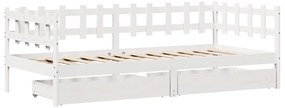 Sofá-cama c/ gavetas 90x190 cm madeira de pinho maciça branco