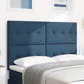 Cabeceira vidaXL Botões Almofadados Azul 140 cm Tecido