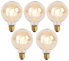 Conjunto de 5 lâmpadas LED dimerizáveis em 3 passos E27 G95 Goldline 5W 530lm 2200K