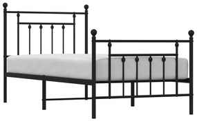 Estrutura de cama com cabeceira e pés 90x200 cm metal preto