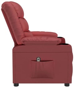 Poltrona reclinável elétrica couro artificial vermelho tinto