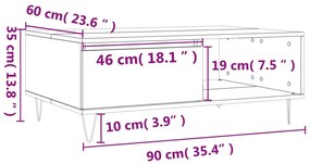 Mesa de centro 90x60x35 cm derivados de madeira branco
