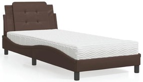 vidaXL Cama com colchão 80x200 cm couro artificial castanho